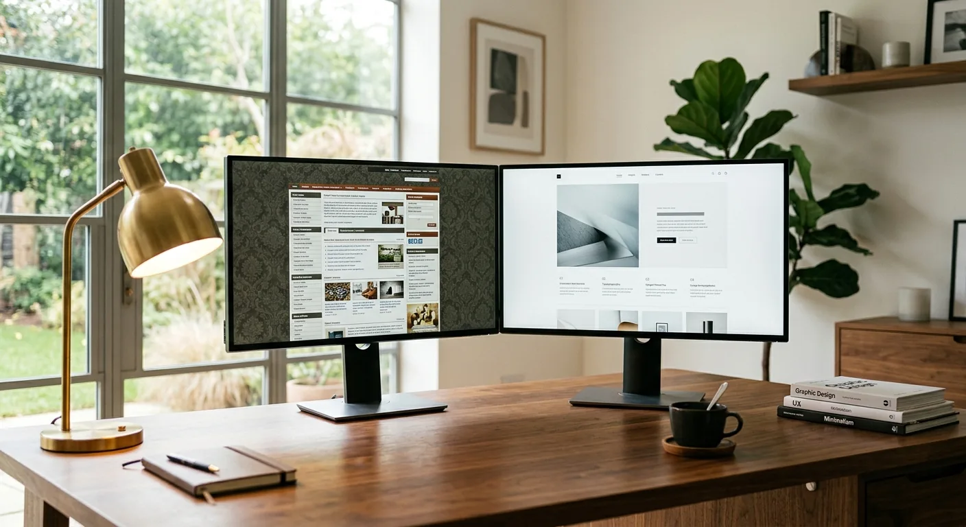 Vergleich alte Website links und moderne neue Website rechts — vorher/nachher beim Relaunch